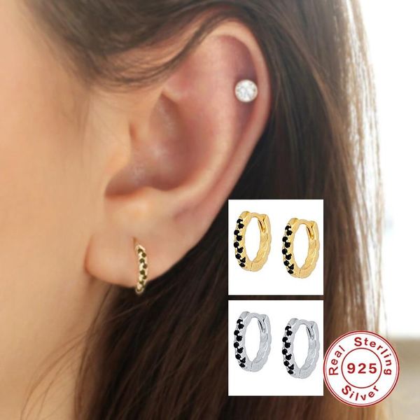 hoop & huggie 100% 925 sterling silver loop earring luxury european personalized black zircon woman ladies earrings pendientes brincos, Golden;silver
hoop & huggie 100% 925 sterling silver loop earring luxury european personalized black zircon woman ladies earrings pendientes brincos, Golden;silver