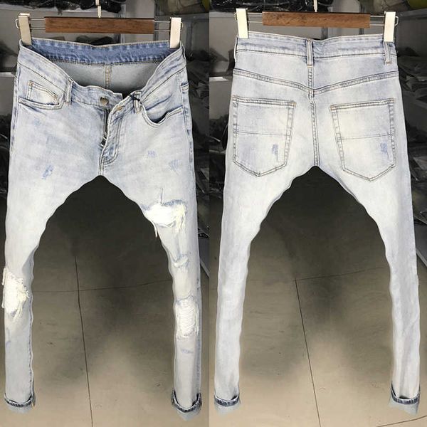 men's jeans streetwear denim punk trousers patch designer fashion retro light blue elastic slim fit ripped hip hop pants ltji
men's jeans streetwear denim punk trousers patch designer fashion retro light blue elastic slim fit ripped hip hop pants ltji