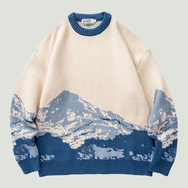 men's sweaters harajuku vintage moutain printed oversized knitting mens fashion hip hop casual loose pullover sweater couples clothes, White;black
men's sweaters harajuku vintage moutain printed oversized knitting mens fashion hip hop casual loose pullover sweater couples clothes, White;black