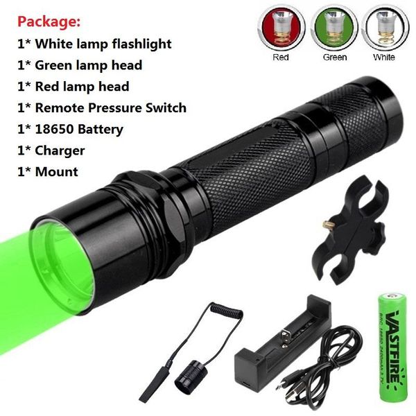 flashlights torches led hunting 1 mode 400 yard 3 light color(green/red/white) tactical flash torch use 18650
flashlights torches led hunting 1 mode 400 yard 3 light color(green/red/white) tactical flash torch use 18650