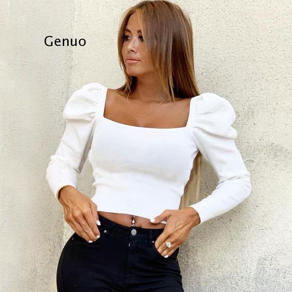 women's blouses & shirts retro women autumn solid color puff sleeve square collar slim fashion ladies bare belly bottoming shirt, White
women's blouses & shirts retro women autumn solid color puff sleeve square collar slim fashion ladies bare belly bottoming shirt, White
