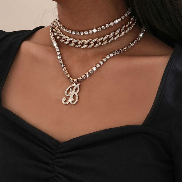 jewelry hip hop punk full diamond creative character b cool multi-layer cuban suit necklace, Silver
jewelry hip hop punk full diamond creative character b cool multi-layer cuban suit necklace, Silver