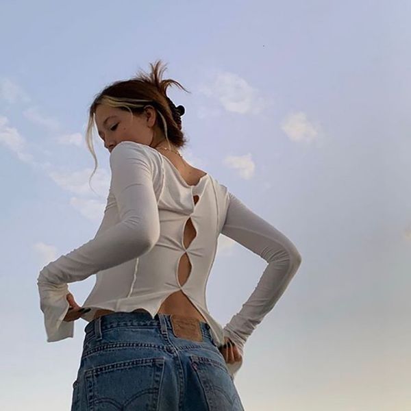 2021 new long sleeve blouse women hollow out split crewneck crop solid color slim fit tshirt ladies casual streetwear autumn hm9z, White
2021 new long sleeve blouse women hollow out split crewneck crop solid color slim fit tshirt ladies casual streetwear autumn hm9z, White