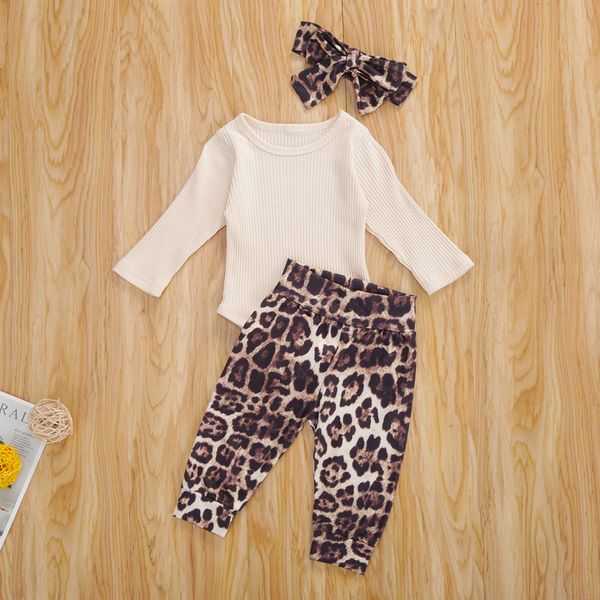 0-18m newborn baby girls boys clothes sets knit long sleeve romper leopard print pants headband, White
0-18m newborn baby girls boys clothes sets knit long sleeve romper leopard print pants headband, White
