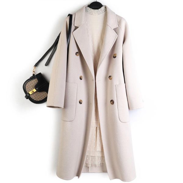 women's wool & blends breasted long coat pockets double turn-down collar solid casaco feminino coats and jackets women 90% heavy, Black
women's wool & blends breasted long coat pockets double turn-down collar solid casaco feminino coats and jackets women 90% heavy, Black