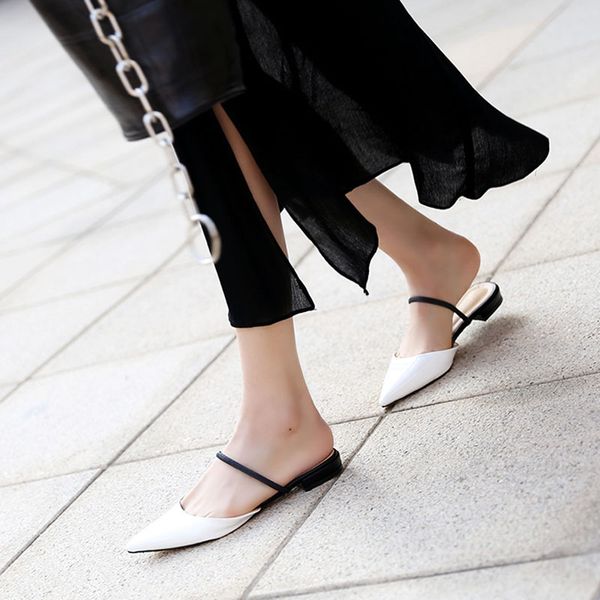 pointed flat slippers female summer fashion 2019 new toe cap wear cool drag girl womens half slippers, Black
pointed flat slippers female summer fashion 2019 new toe cap wear cool drag girl womens half slippers, Black