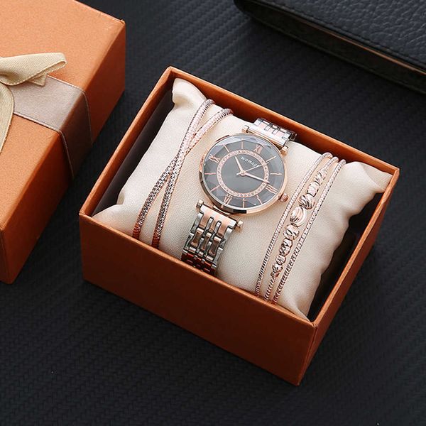 3pcs gift set box watches for women fashion design women's bracelet watches 2021 clock ladies dress y1220, Slivery;brown