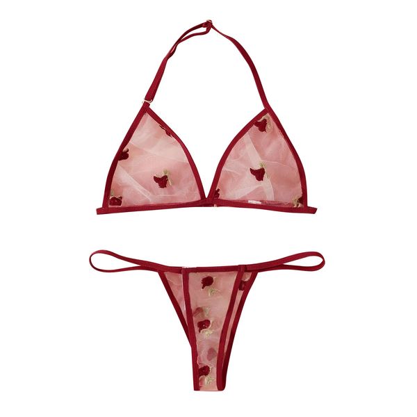 3pieces/lot new women floral lace embroidery lingerie halter perspective bra ultrathin thong temptation underwear lenceria sexy, Red;black
3pieces/lot new women floral lace embroidery lingerie halter perspective bra ultrathin thong temptation underwear lenceria sexy, Red;black