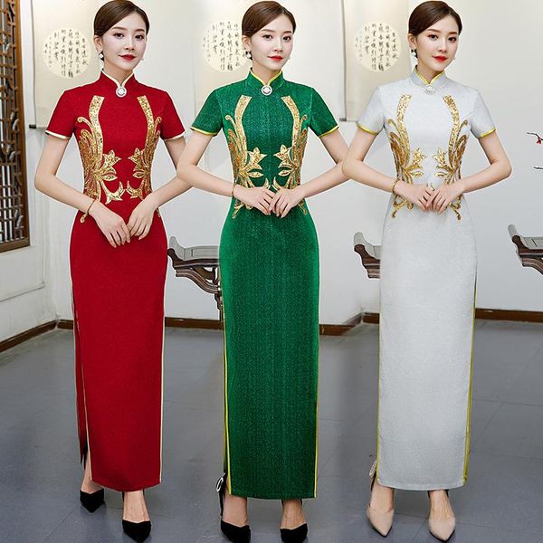 ethnic clothing traditional chinese style women oriental elegant classic slim long high split cheongsam short sleeve mandarin collar banquet, Red
ethnic clothing traditional chinese style women oriental elegant classic slim long high split cheongsam short sleeve mandarin collar banquet, Red