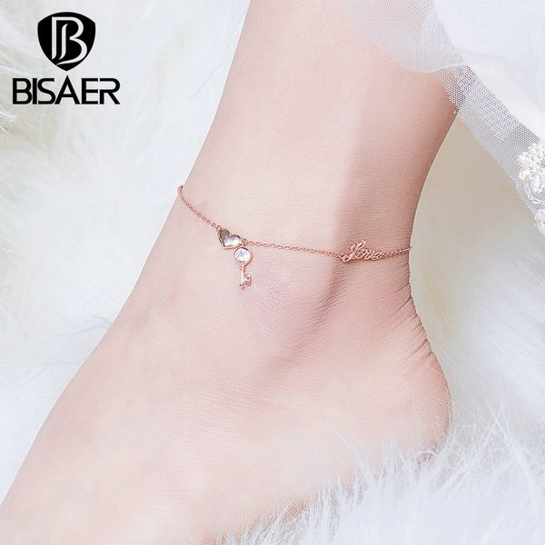 bisaer 925 love heart key shape 23cm chain anklets for women sterling silver jewelry eft001, Red;blue
bisaer 925 love heart key shape 23cm chain anklets for women sterling silver jewelry eft001, Red;blue