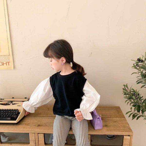 spring fashion girls patchwork long sleeve sweatshirts cute children 2 colors casual all-match pullovers 210615, Black
spring fashion girls patchwork long sleeve sweatshirts cute children 2 colors casual all-match pullovers 210615, Black