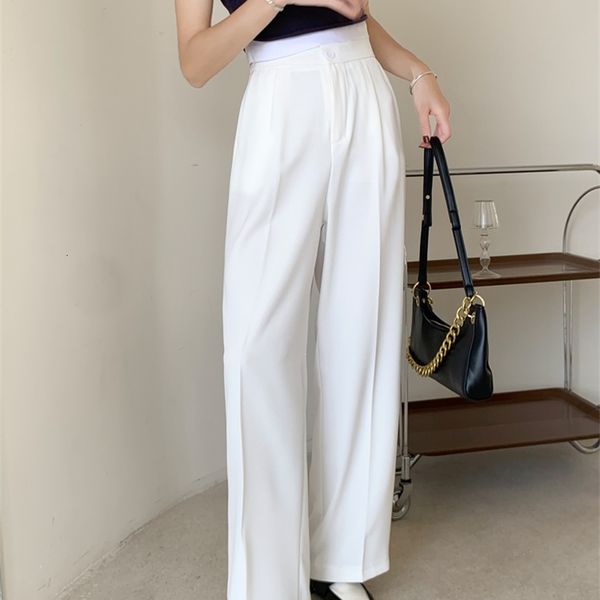 women's pants & capris summer wide leg pants women high waist drape loose casual white suit straight trousers 1nap, Black;white
women's pants & capris summer wide leg pants women high waist drape loose casual white suit straight trousers 1nap, Black;white
