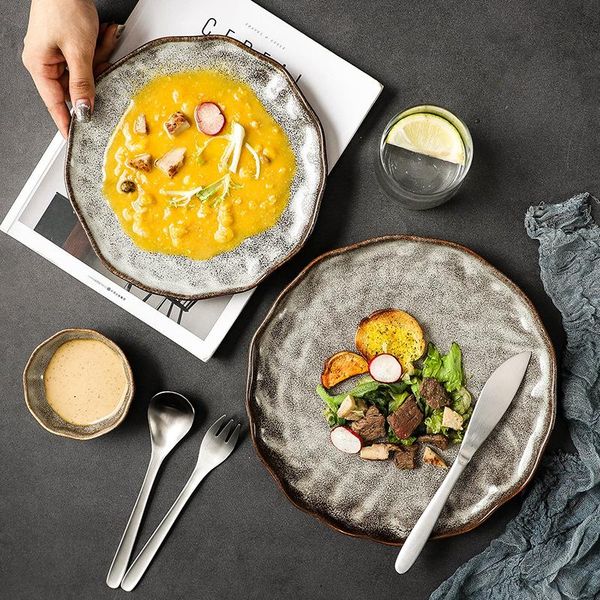 dishes & plates retro japanese stone grain tableware dinner set creative irregular pasta salad kitchen dinnerware sets
dishes & plates retro japanese stone grain tableware dinner set creative irregular pasta salad kitchen dinnerware sets