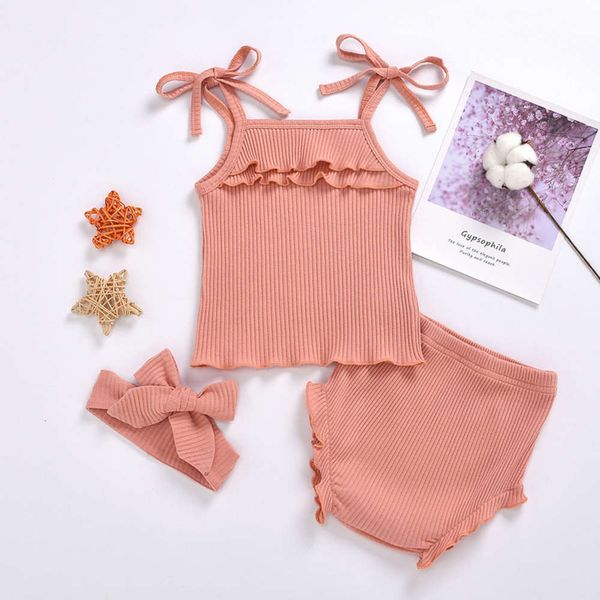 summer clothing set solid color suspender lace short sleeve briefs three piece baby dress, White
summer clothing set solid color suspender lace short sleeve briefs three piece baby dress, White
