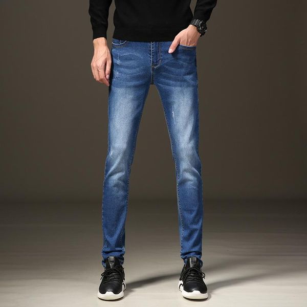 men's jeans k06#european station 2021 thin trendy brand solid color small straight leg micro stretch trousers, Blue
men's jeans k06#european station 2021 thin trendy brand solid color small straight leg micro stretch trousers, Blue