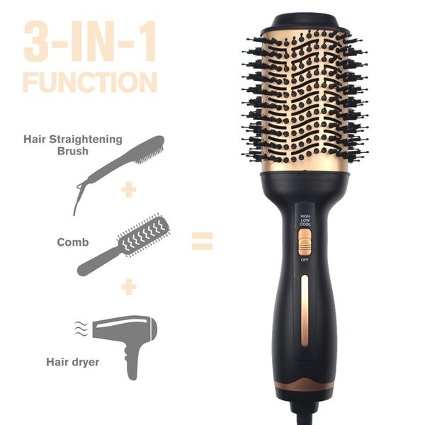 3 in 1 hair dryer comb professional curler straightening curler brush smoothing frizz ionic soft hair brushes, Silver
3 in 1 hair dryer comb professional curler straightening curler brush smoothing frizz ionic soft hair brushes, Silver