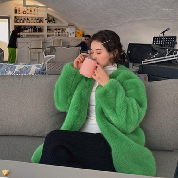 women's fur & faux green autumn and winter plush coat temperament imitation 2021 mid-length milk female overcoat xf690, Black
women's fur & faux green autumn and winter plush coat temperament imitation 2021 mid-length milk female overcoat xf690, Black