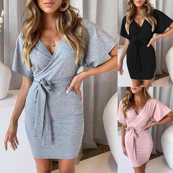 robe femme summer women dresses v neck slim wrap hip bodycon bandage belt casual, Black;gray
robe femme summer women dresses v neck slim wrap hip bodycon bandage belt casual, Black;gray