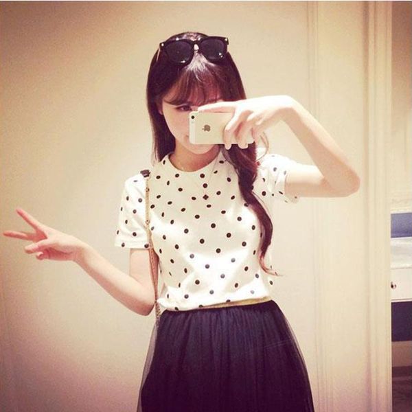 women's blouses & shirts summer women polka dot korean clothing social feminine blouse female fashion, White
women's blouses & shirts summer women polka dot korean clothing social feminine blouse female fashion, White
