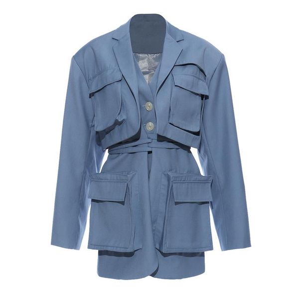 women's suits & blazers blue for women office lady tooling style pockets the waist niche mid-length loose suit jacket womens, White;black
women's suits & blazers blue for women office lady tooling style pockets the waist niche mid-length loose suit jacket womens, White;black