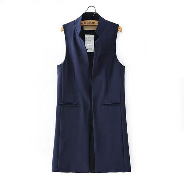 women's vests fashion ladies stand collar long vest blazer sleeveless jacket british style pocket elegant temperament, Black;white
women's vests fashion ladies stand collar long vest blazer sleeveless jacket british style pocket elegant temperament, Black;white