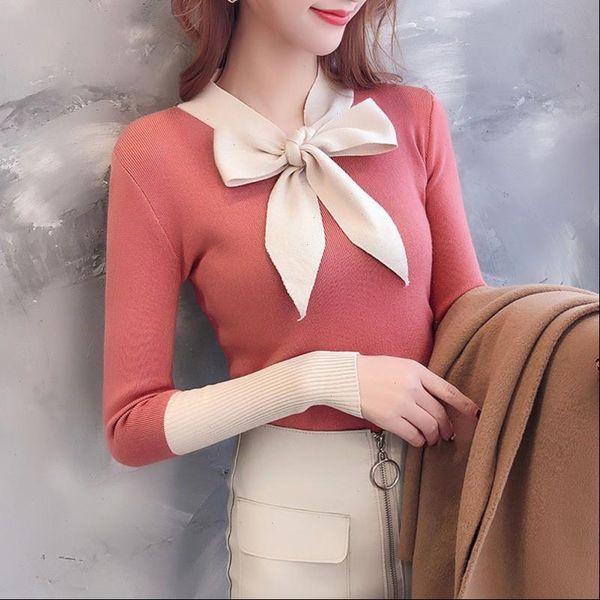 sweater women autumn bow decoration sweet sweater v neck long sleeve stitching design knitted pullover sweaters, White;black
sweater women autumn bow decoration sweet sweater v neck long sleeve stitching design knitted pullover sweaters, White;black