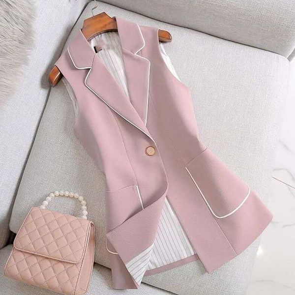 women's vests 2021 spring autumn women vintage long blazer vest chic single button sleeveless suit female jacket outwear waistcoat, Black;white
women's vests 2021 spring autumn women vintage long blazer vest chic single button sleeveless suit female jacket outwear waistcoat, Black;white