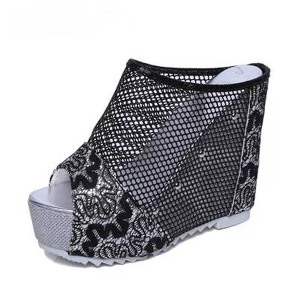 dress shoes comemore summer net yarn high heels 2021 women 12cm wedges sandals platform slippers lace peep toe feminina chaussures, Black
dress shoes comemore summer net yarn high heels 2021 women 12cm wedges sandals platform slippers lace peep toe feminina chaussures, Black
