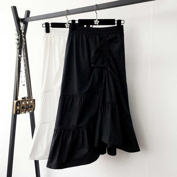 hsa summer elegant skirts for women high waist ruffles irregular black long skirt cotton vetement femme long black skirt 210716
hsa summer elegant skirts for women high waist ruffles irregular black long skirt cotton vetement femme long black skirt 210716