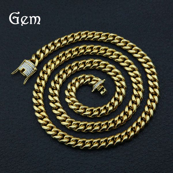 hip hop stainless steel 10mm12mm cuban chain vacuum gold plated inlaid diamond cast button men's item, Silver
hip hop stainless steel 10mm12mm cuban chain vacuum gold plated inlaid diamond cast button men's item, Silver