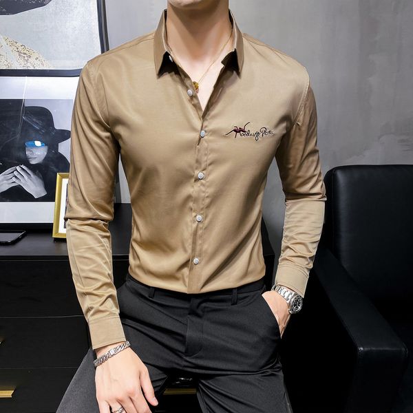 2021 new formal british style wear shirt fashion -embroidered shirts thin sleeve fitting long tuxedo 3xl men's clothes a7e9, Black;brown
2021 new formal british style wear shirt fashion -embroidered shirts thin sleeve fitting long tuxedo 3xl men's clothes a7e9, Black;brown