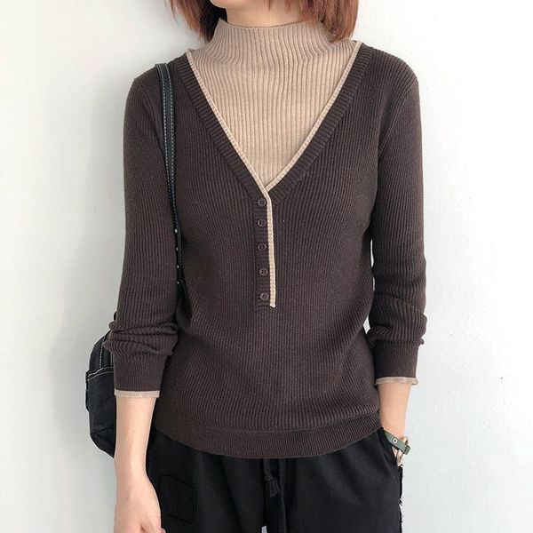 women's sweaters johnature women vintage pullover fake two-piece o-neck long sleeve autumn clothes 2021 korean style sweatrs, White;black
women's sweaters johnature women vintage pullover fake two-piece o-neck long sleeve autumn clothes 2021 korean style sweatrs, White;black