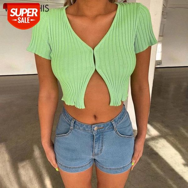 wannathis short sleeve v-neck button front split solid cropped women fashion summer elastic streetwear ladies slim #638a, White
wannathis short sleeve v-neck button front split solid cropped women fashion summer elastic streetwear ladies slim #638a, White