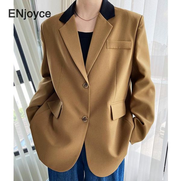 women's suits & blazers vintage coffee patchwork collar blazer women spring fall casual suit korean trendy office ladies long sleeve wo, White;black
women's suits & blazers vintage coffee patchwork collar blazer women spring fall casual suit korean trendy office ladies long sleeve wo, White;black