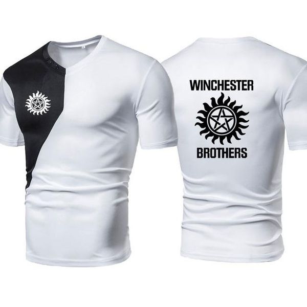 men's t-shirts cotton winchester bros printed summer fashion men t-shirt stitching color sports short sleeve, White;black
men's t-shirts cotton winchester bros printed summer fashion men t-shirt stitching color sports short sleeve, White;black