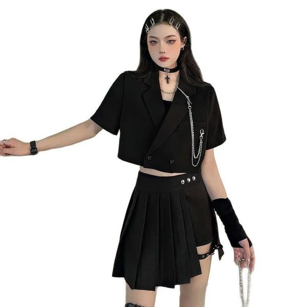 two piece dress fashion suit female 2021 summer skirt suits design small short sleeve lapel loose coat + pleated, White
two piece dress fashion suit female 2021 summer skirt suits design small short sleeve lapel loose coat + pleated, White