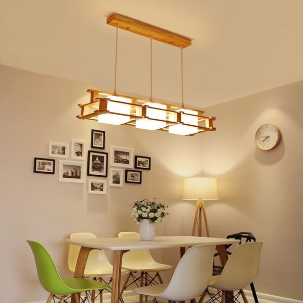 

pendant lamps simple chandelier individual creative restaurant log lamp nordic solid wood led modern