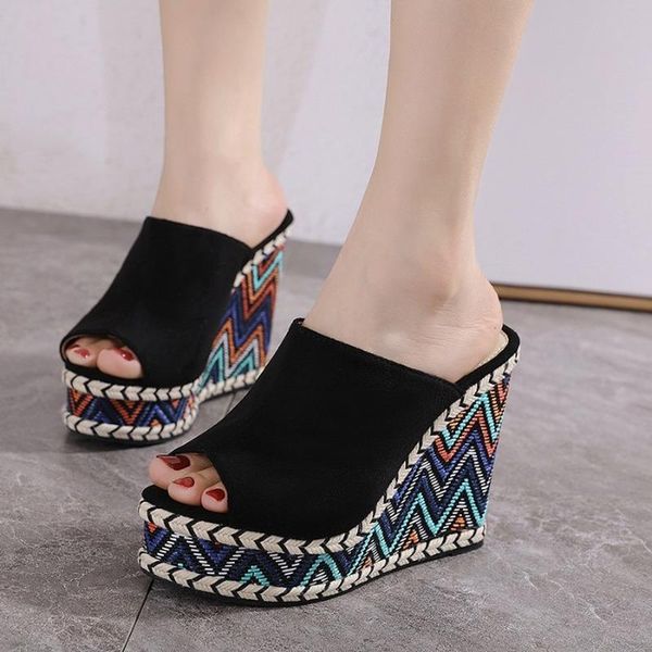slippers 2021 summer platform wedges sandals cane rope straw shoes espadrilles silppers mule slide ultra high heels 12.5cm, Black
slippers 2021 summer platform wedges sandals cane rope straw shoes espadrilles silppers mule slide ultra high heels 12.5cm, Black