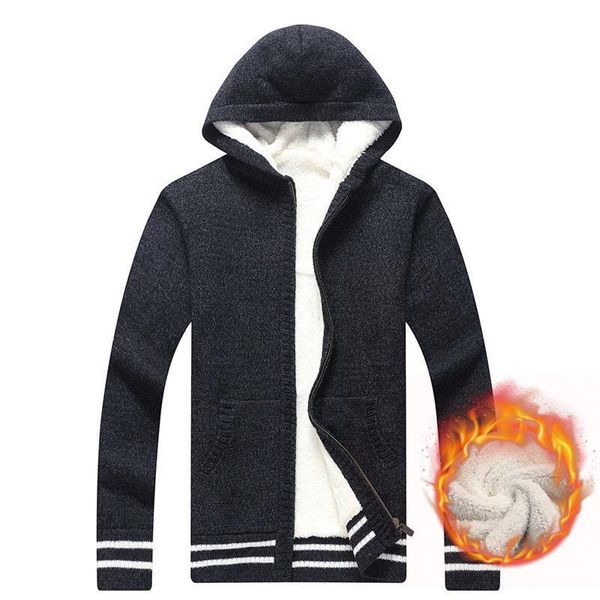 new autumn winter mens sweater wool plush thick hoodie solid color casual sweater thick fit knitted cardigans, White;black
new autumn winter mens sweater wool plush thick hoodie solid color casual sweater thick fit knitted cardigans, White;black