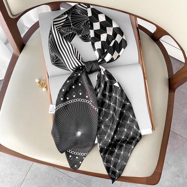 scarves luxury silk scarf spring narrow and long women fashion foreign style double small tying hair band, Blue;gray
scarves luxury silk scarf spring narrow and long women fashion foreign style double small tying hair band, Blue;gray
