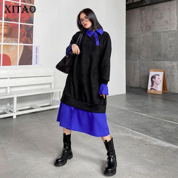 casual dresses xitao knitted dress hit color false two piece goddess fan style 2021 winter full sleeve pleated loose zy1581, Black;gray
casual dresses xitao knitted dress hit color false two piece goddess fan style 2021 winter full sleeve pleated loose zy1581, Black;gray