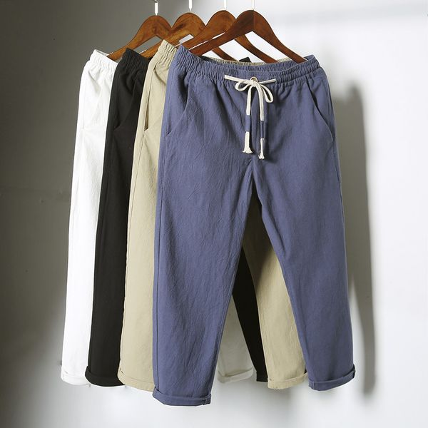 2021 new men's summer casual ankle-length natural cotton trousers solid linen elastic waist straight pants plus siz 5xl 6yaw, Black
2021 new men's summer casual ankle-length natural cotton trousers solid linen elastic waist straight pants plus siz 5xl 6yaw, Black