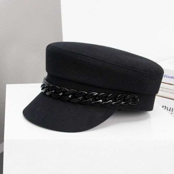 berets autumn winter chain wool military cap for women flat army salior hat black ladies travel painters, Blue;gray
berets autumn winter chain wool military cap for women flat army salior hat black ladies travel painters, Blue;gray