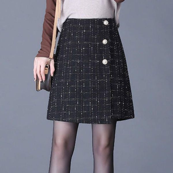skirts 2021 women autumn winter plaid woolen skirt female button irregular high waist a-line mini lady casual oversize falda g285, Black
skirts 2021 women autumn winter plaid woolen skirt female button irregular high waist a-line mini lady casual oversize falda g285, Black