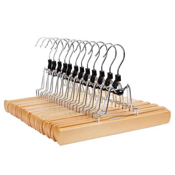 1 set of 10 trouser clamp hanger solid wood anti-slip felt hook pant skirt hangers natural
1 set of 10 trouser clamp hanger solid wood anti-slip felt hook pant skirt hangers natural