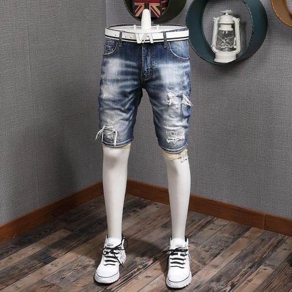 men's jeans summer blue ripped denim shorts fashion casual cotton slim fit straight leg knee length
men's jeans summer blue ripped denim shorts fashion casual cotton slim fit straight leg knee length