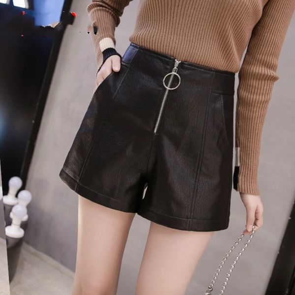 spring winter women's leather shorts black high waist korean style plus size pu leather for 210603, White;black
spring winter women's leather shorts black high waist korean style plus size pu leather for 210603, White;black