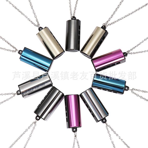 5-color necklace small harmonica round 4-hole music mini harmonica children's gift 
5-color necklace small harmonica round 4-hole music mini harmonica children's gift