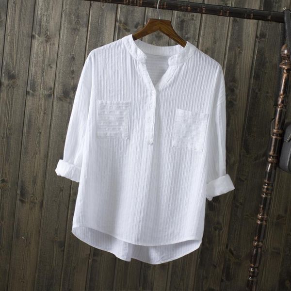 2021 new spring summer causal white women shirts v-neck loose 100% cotton office lady elegant double pocket blouse shirts
2021 new spring summer causal white women shirts v-neck loose 100% cotton office lady elegant double pocket blouse shirts