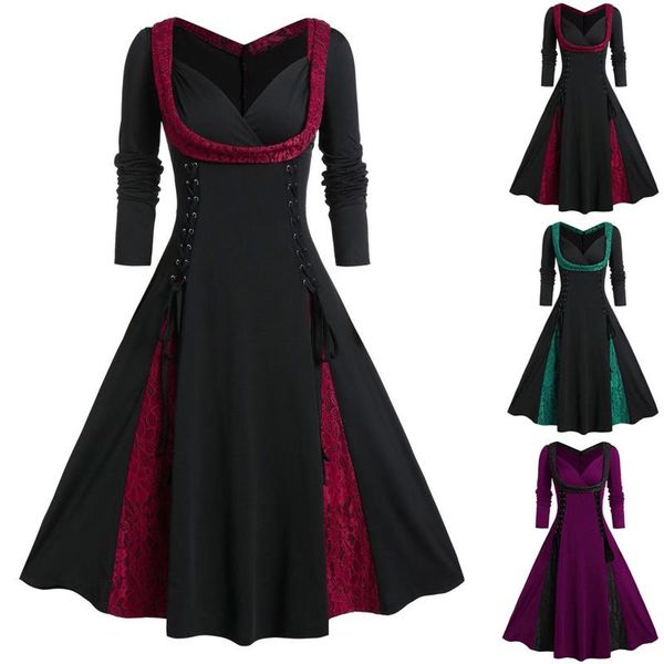 casual dresses dress female women patchwork skull lace splicing long sleeve vintage party autumn winter clothes vestidos, Black;gray
casual dresses dress female women patchwork skull lace splicing long sleeve vintage party autumn winter clothes vestidos, Black;gray